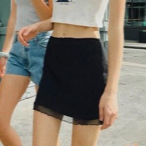 Brandy Melville Black Mesh Slip Mini Skirt